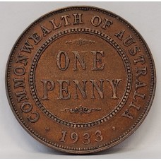 AUSTRALIA 1933/2 . ONE 1 PENNY . VARIETY . OVERDATE